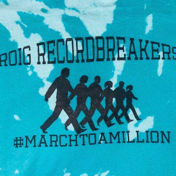 Vintage Bleached Primemerica ‘March To A Million’ Teale Graphic T-shirt XL - Picture 2 of 4